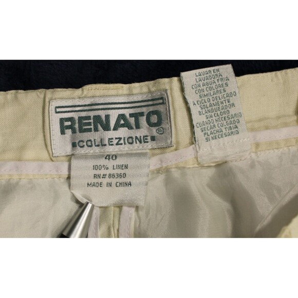 Renato Collezione Pleated Pants Men 40 100% Linen Beige Vintage - Picture 4 of 7